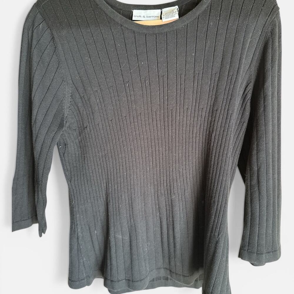 Black Ribbed Long Sleeve Top